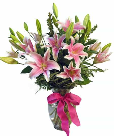An elegant design of pure white Casa Blanca lilies for any occasion.